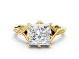 Yellow gold Princess Solitaire Twist Band Six-Prong Setting 1