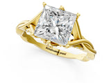 Yellow gold Princess Solitaire Twist Band Six-Prong Setting 2