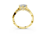 Yellow gold Princess Solitaire Twist Band Six-Prong Setting 4