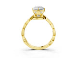Yellow gold Princess Solitaire Twist Band with Leaf Prong Setting 4