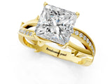 Yellow gold Princess Solitaire Twist Band with Pavé Accents and Four-Prong Setting_24