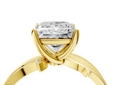 Yellow gold Princess Solitaire Twist Band with Pavé Accents and Four-Prong Setting_27