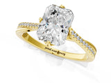 Yellow gold Princess Solitaire Twist Band with Pavé Diamonds and Four-Prong Setting_75