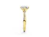 Yellow gold Princess Solitaire Twist Band with Pavé Diamonds and Four-Prong Setting_76