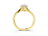 Yellow gold Princess Solitaire Twist Band with Pavé Diamonds and Four-Prong Setting_77