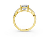 Yellow gold Princess Solitaire Twist Band with Pavé Setting and Four-Prong Setting_27