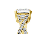Yellow gold Princess Solitaire Twist Band with Pavé Setting and Four-Prong Setting_29