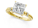 Yellow gold Princess Solitaire Twisted Band Prong Set Engagement Ring_71