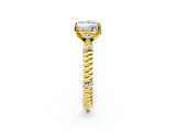 Yellow gold Princess Solitaire Twisted Band Prong Set Engagement Ring_72