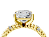 Yellow gold Princess Solitaire Twisted Band Prong Set Engagement Ring_74