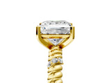 Yellow gold Princess Solitaire Twisted Band Prong Set Engagement Ring_75