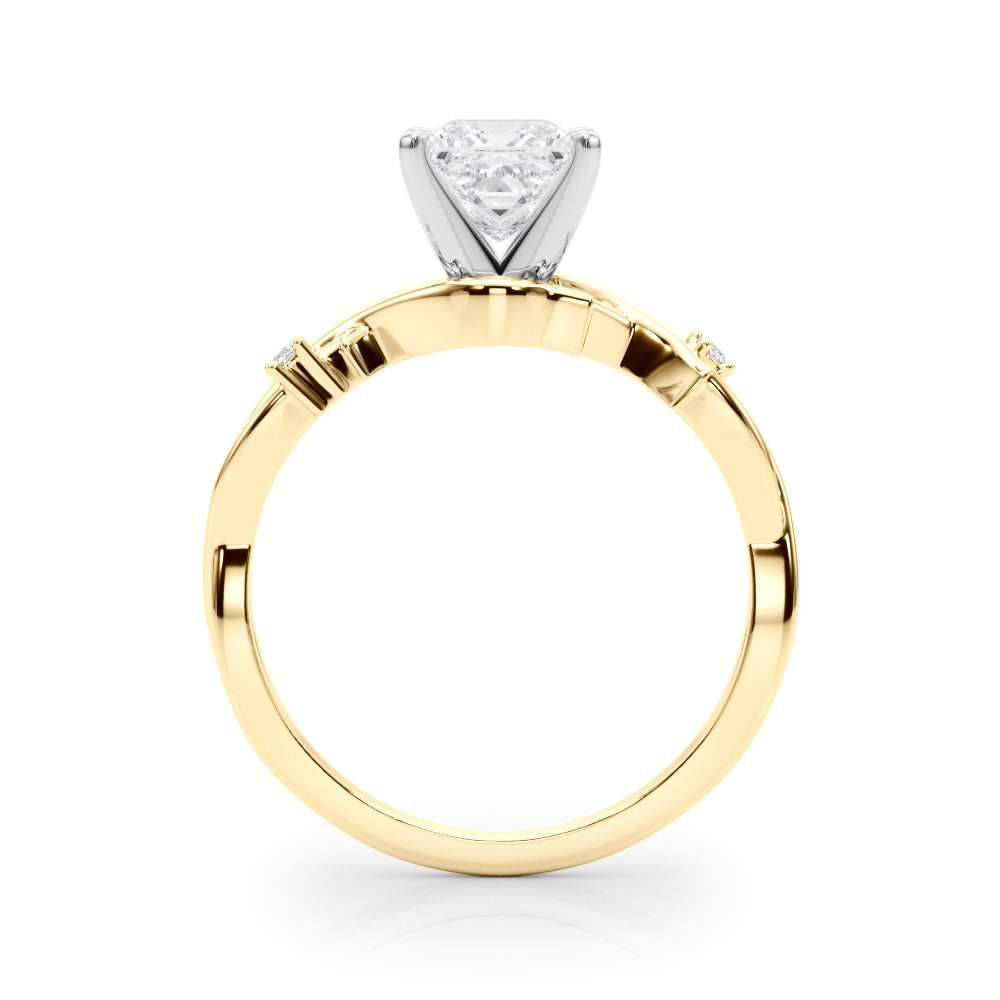Yellow gold Princess Solitaire Twisted Band Prong Setting Ring 2