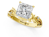Yellow gold Princess Solitaire Twisted Band Prong Setting Ring_194