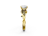 Yellow gold Princess Solitaire Twisted Band Prong Setting Ring_195