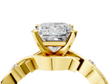 Yellow gold Princess Solitaire Twisted Band Prong Setting Ring_197