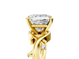 Yellow gold Princess Solitaire Twisted Band Prong Setting Ring_198