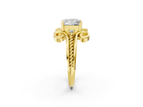 Yellow gold Princess Solitaire Twisted Band Scroll Prong Ring_5
