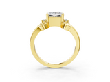 Yellow gold Princess Solitaire Twisted Band Scroll Prong Ring_6