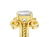 Yellow gold Princess Solitaire Twisted Band Scroll Prong Ring_8