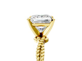 Yellow gold Princess Solitaire Twisted Band with Bead Prong Setting_323