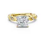 Yellow gold Princess Solitaire Twisted Band with Pavé Accents and Four-Prong Setting_25