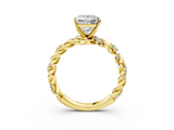 Yellow gold Princess Solitaire Twisted Band with Pavé Accents and Four-Prong Setting_28