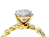Yellow gold Princess Solitaire Twisted Band with Pavé Accents and Four-Prong Setting_29