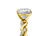 Yellow gold Princess Solitaire Twisted Band with Pavé Accents and Four-Prong Setting_30