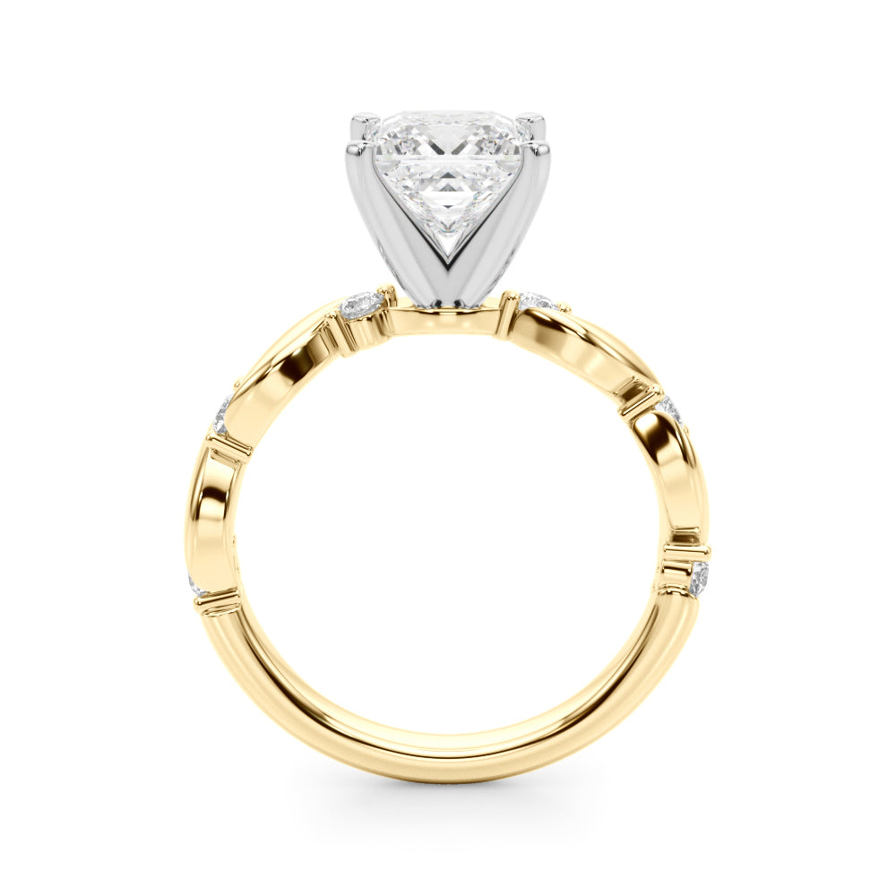Yellow gold Princess Solitaire Twisted Band with Prong Setting 2