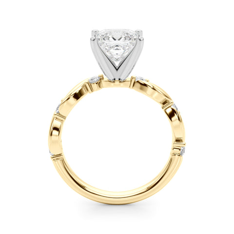 Yellow gold Princess Solitaire Twisted Band with Prong Setting 2