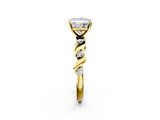 Yellow gold Princess Solitaire Twisted Band with Prong Setting 3