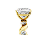 Yellow gold Princess Solitaire Twisted Band with Prong Setting