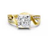 Yellow gold Princess Solitaire Twisted Band with Prong Setting_19