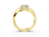 Yellow gold Princess Solitaire Twisted Band with Prong Setting_22