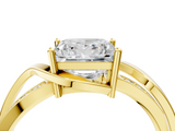 Yellow gold Princess Solitaire Twisted Band with Prong Setting_23