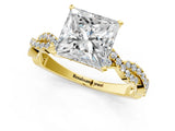 Yellow gold Princess Solitaire Twisted Pave Band with Four-Prong Setting_21