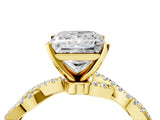 Yellow gold Princess Solitaire Twisted Pave Band with Four-Prong Setting_24