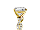 Yellow gold Princess Solitaire Twisted Pave Band with Four-Prong Setting_25