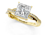 Yellow gold Princess Solitaire Twisted Pave Diamond Ring with Four-Prong Setting_138