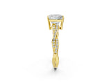 Yellow gold Princess Solitaire Twisted Pave Diamond Ring with Four-Prong Setting_139