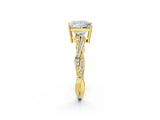Yellow gold Princess Solitaire Twisted Pave Diamond Ring with Four-Prong Setting_14