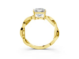 Yellow gold Princess Solitaire Twisted Pave Diamond Ring with Four-Prong Setting_140