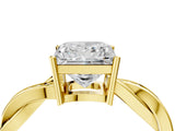Yellow gold Princess Solitaire Twisted Pave Diamond Ring with Four-Prong Setting_141