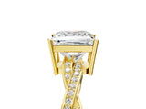 Yellow gold Princess Solitaire Twisted Pave Diamond Ring with Four-Prong Setting_142