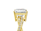 Yellow gold Princess Solitaire Twisted Pave Diamond Ring with Four-Prong Setting_17
