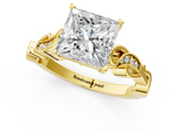 Yellow gold Princess Solitaire Vine Band with Milgrain Prong Setting_10