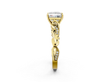 Yellow gold Princess Solitaire Vine Band with Milgrain Prong Setting_11