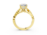 Yellow gold Princess Solitaire Vine Band with Milgrain Prong Setting_12