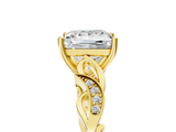 Yellow gold Princess Solitaire Vine Band with Milgrain Prong Setting_14