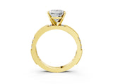 Yellow gold Princess Solitaire with Pavé Band and Four-Prong Setting_330